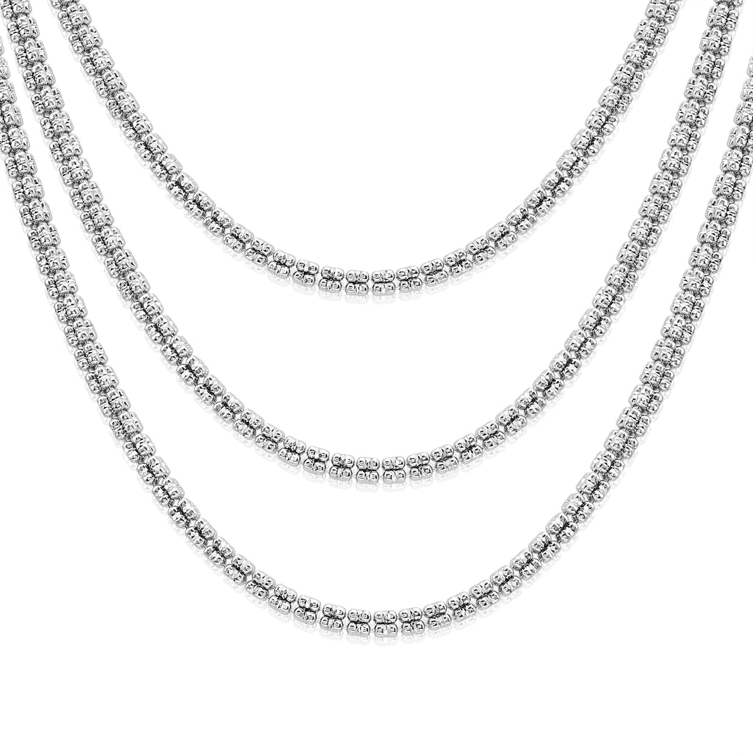 925 Square Ice Chain - Made in Italy - Rhodium Plated Sterling Silver - LIVE SILVER PRICE