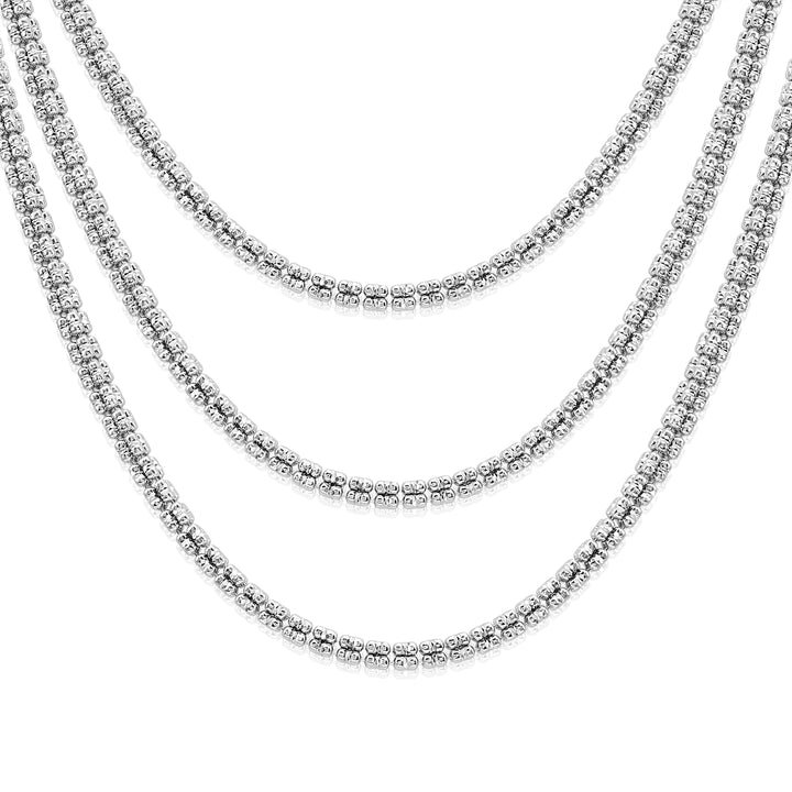 925 Square Ice Chain - Made in Italy - Rhodium Plated Sterling Silver - LIVE SILVER PRICE