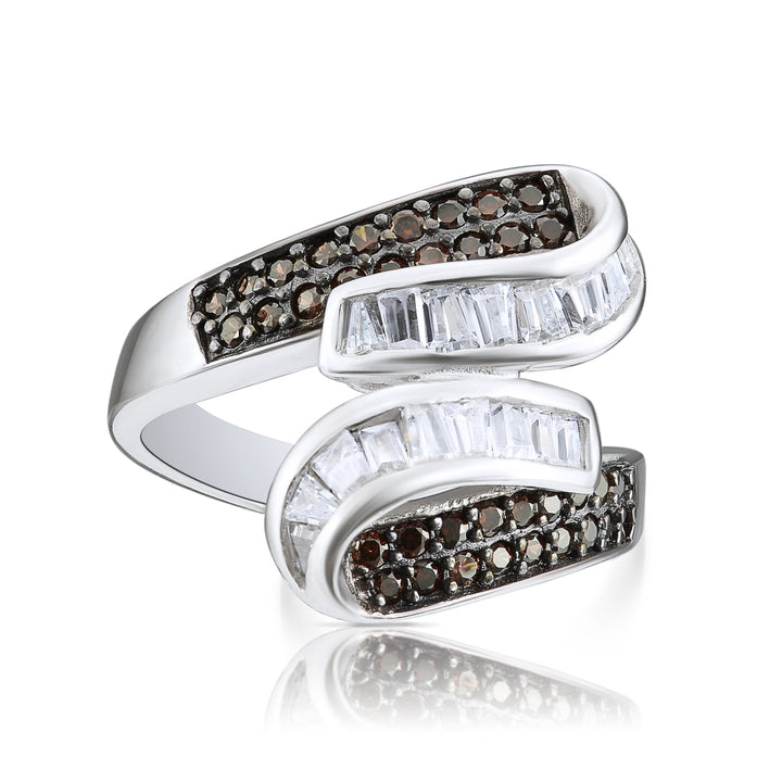 Sterling Silver Cubic Zirconia Coffee Statement Ring