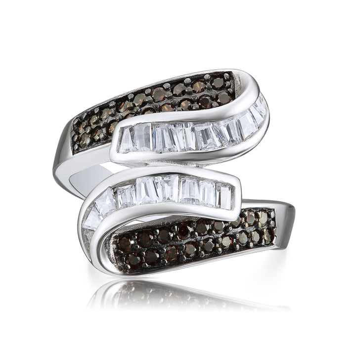 Sterling Silver Cubic Zirconia Coffee Statement Ring