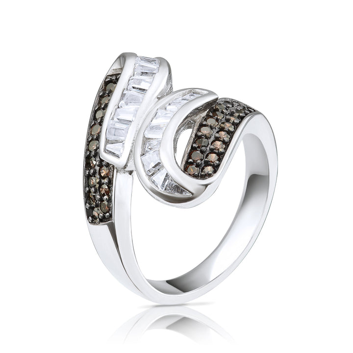 Sterling Silver Cubic Zirconia Coffee Statement Ring