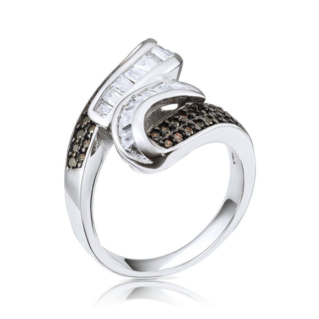 Sterling Silver Cubic Zirconia Coffee Statement Ring
