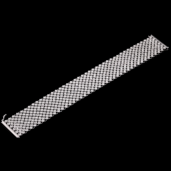 6.5 CT 14K White Gold Silk Carpet Bracelet with Natural Diamonds
