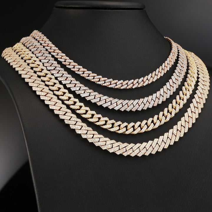 Solid Gold Full Diamond Cuban Link Chains