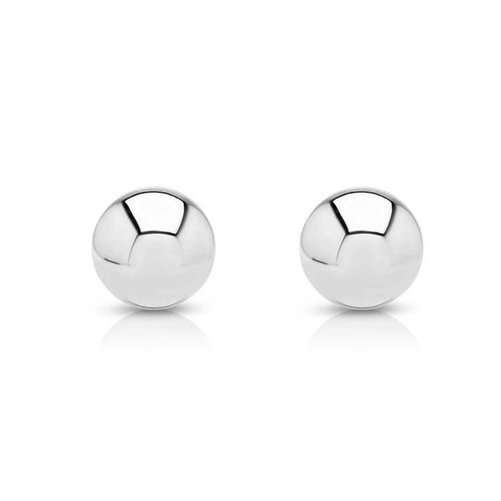 14K White Gold Classic Ball Stud Earrings - Pushback