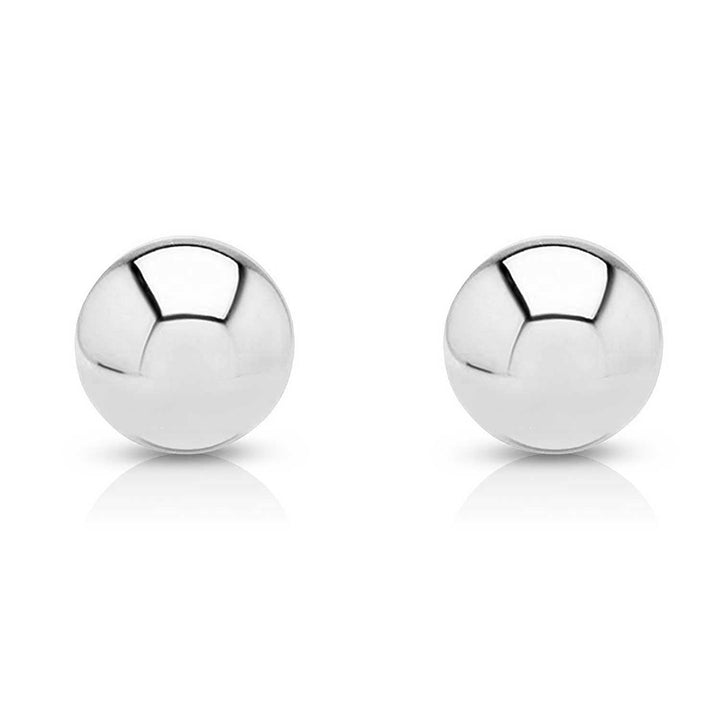 14K White Gold Ball Stud Earrings - Screwbacks