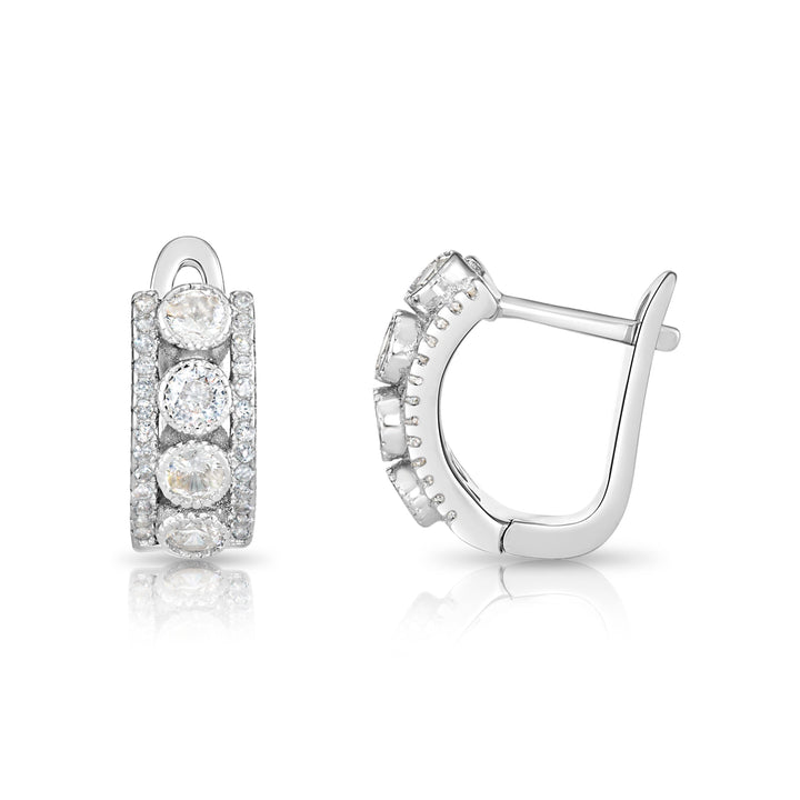 925 Sterling Silver Milgrain Cubic Zirconia Huggie Hoops