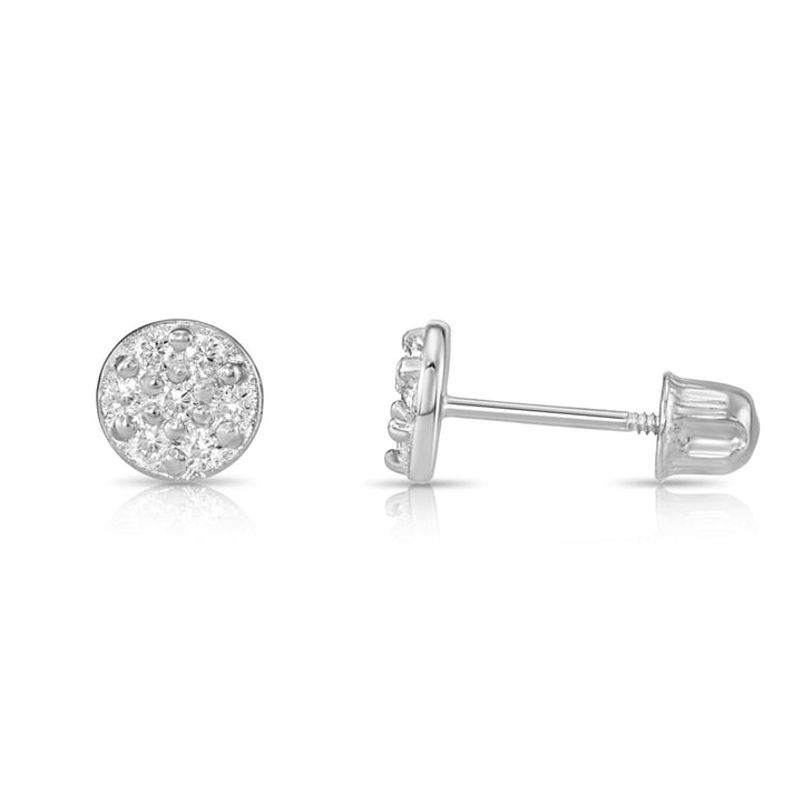 14k Gold Cubic Zirconia Round Stud Earrings, Screwback