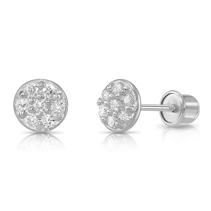 14k Gold Cubic Zirconia Round Stud Earrings, Screwback