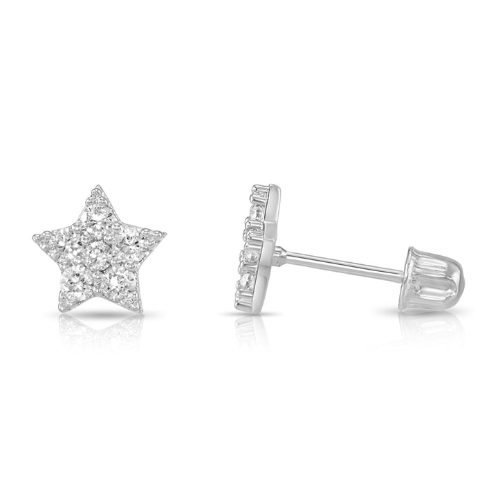 14k Gold Cubic Zirconia Star Stud Earrings