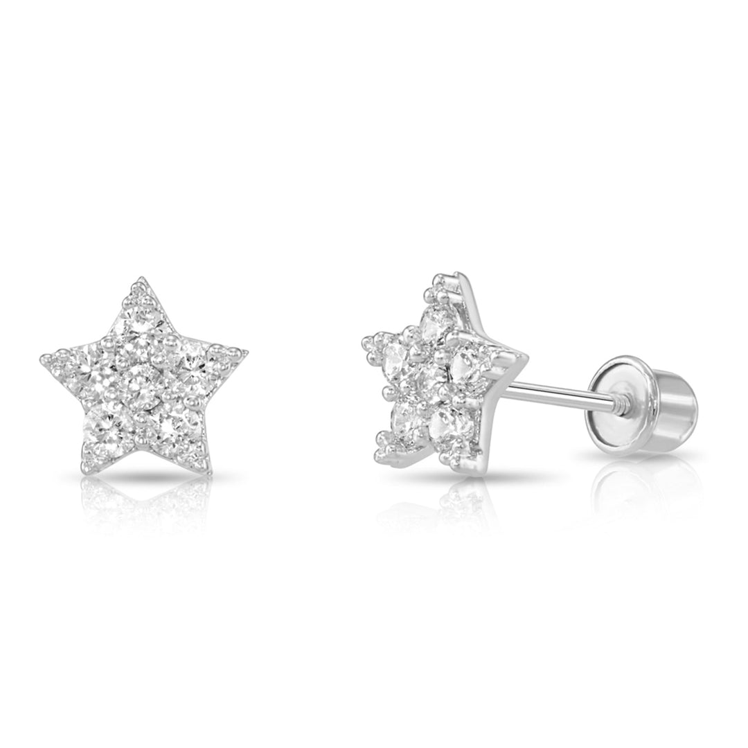 14k Gold Cubic Zirconia Star Stud Earrings