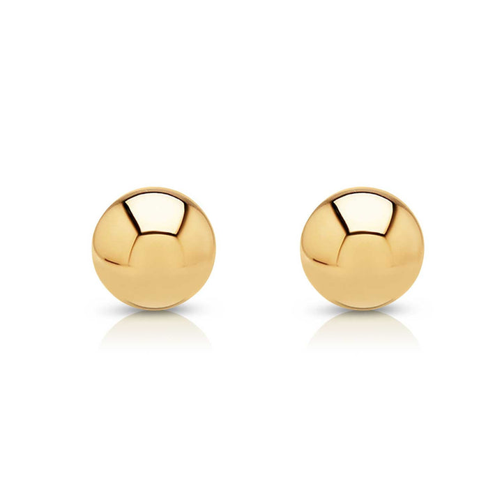 14K Yellow Gold Ball Stud Earrings - Screwbacks