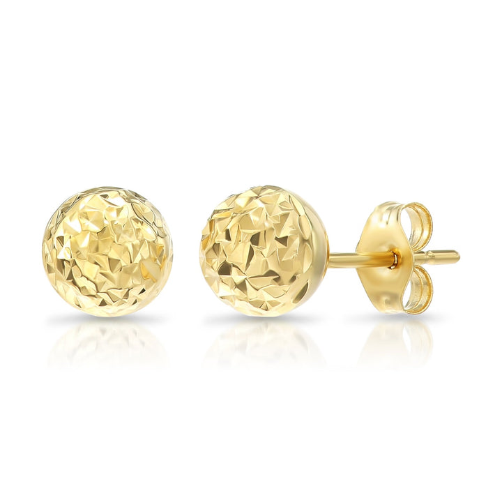 14K Yellow Gold Diamond-Cut Pushback Stud Earrings