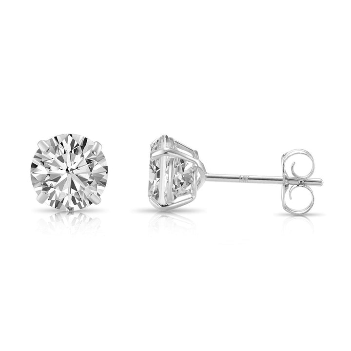 14k White Gold Classic Cubic Zirconia Cubic Zirconia Stud Earrings with Pushbackings