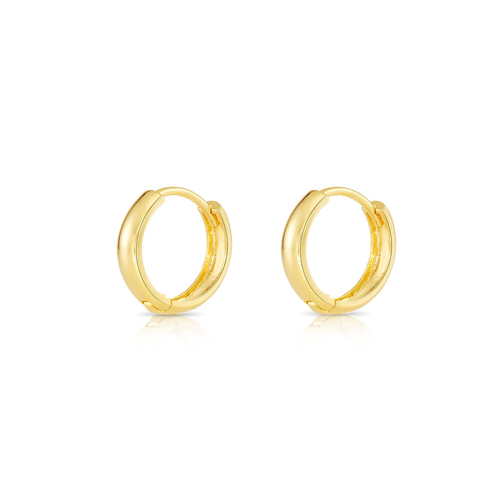 14K Solid Gold Round Huggie Hoops - 13mm