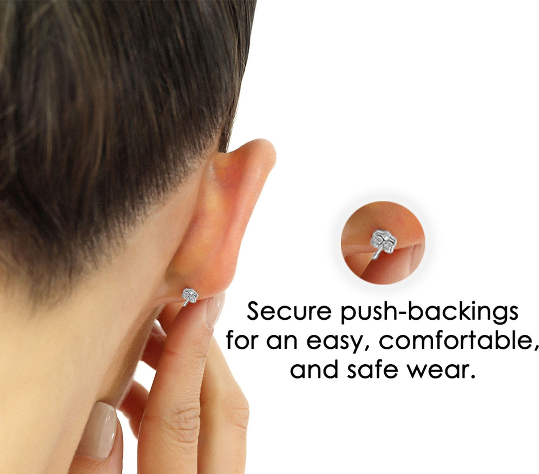 14k White Gold Classic Cubic Zirconia Cubic Zirconia Stud Earrings with Pushbackings