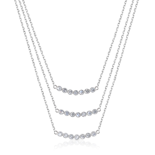 925 Sterling Silver Three Layer Floating Adjustable Pendant Necklace
