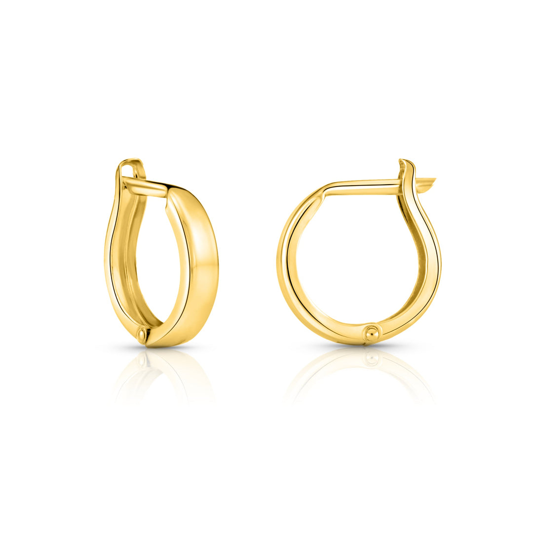 LIVE GOLD PRICE - 14K Gold Stamping Huggie Hoop Earrings - 13mm