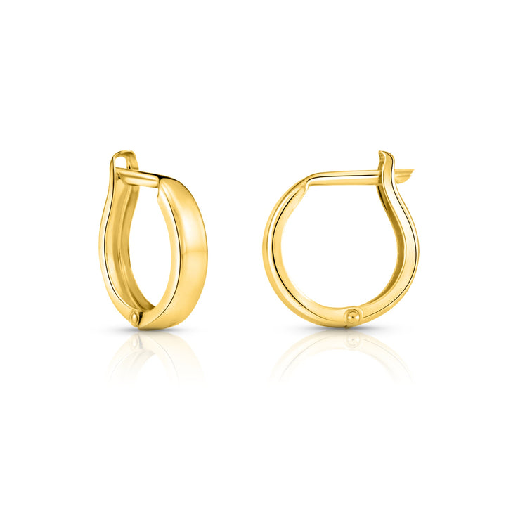 LIVE GOLD PRICE - 14K Gold Stamping Huggie Hoop Earrings - 13mm