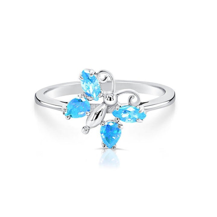 Sterling Silver Cubic Zirconia Birthstone Butterfly Ring