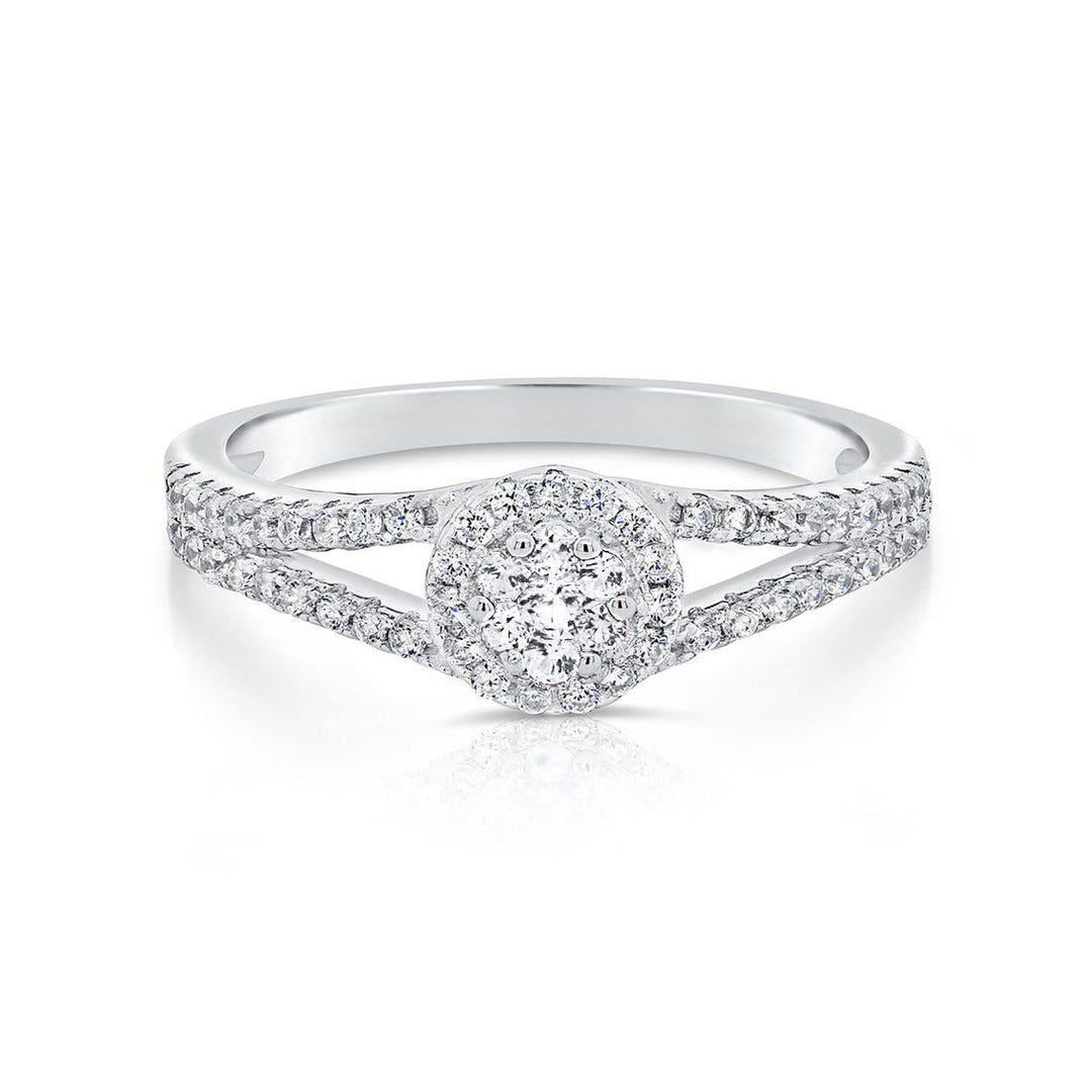 Sterling Silver Cubic Zirconia Halo Birthstone Ring