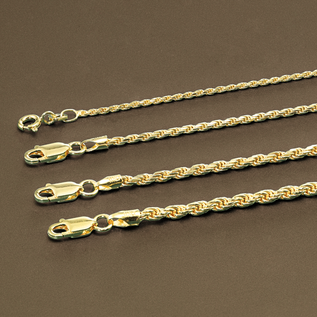 925 Sterling Silver Rope Chain - Gold Plated
