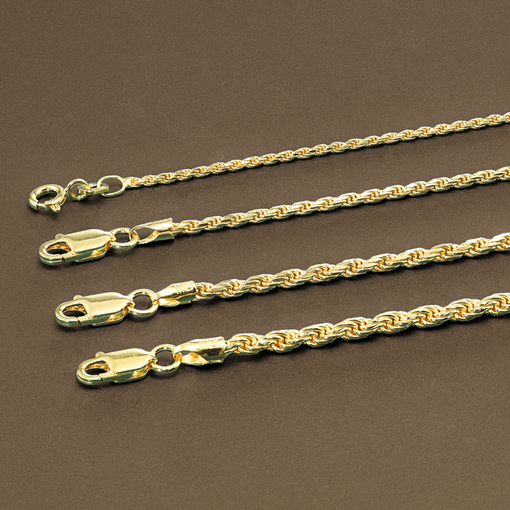 925 Sterling Silver Rope Chain - Gold Plated