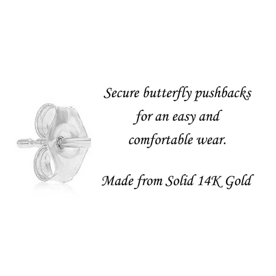 14k White Gold Classic Cubic Zirconia Cubic Zirconia Stud Earrings with Pushbackings