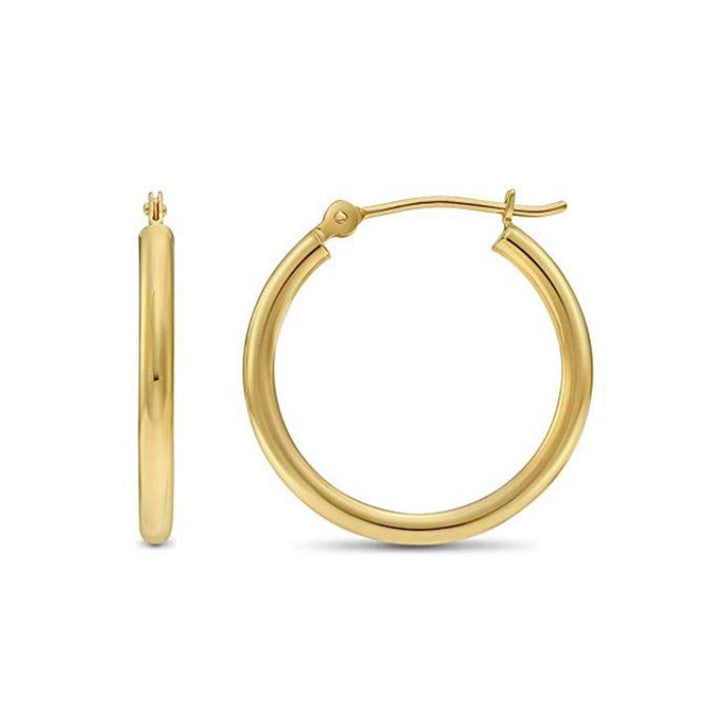 10K Yellow Gold Classic Polished Hoop Earrings, 2mm